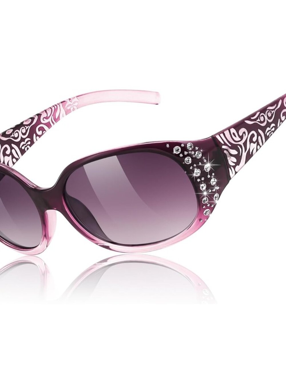 Vivid Vision Women's Polarized Sunglasses - Elegant Rhinestone & Floral Style